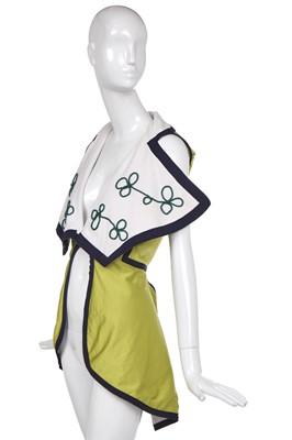 Lot 119 - A John Galliano acid-green lycra/fleece military-inspired waistcoat, 'Honcho Woman' Spring-Summer 1991