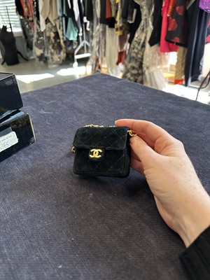Lot 177 - A Chanel micro-mini quilted velvet handbag-necklace, circa 1987