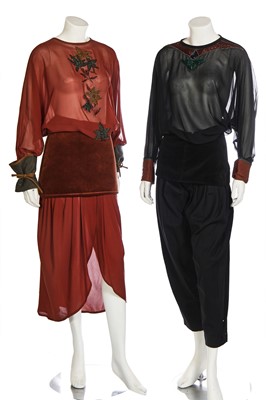 Lot 262 - Two early Gianni Versace beaded chiffon ensembles, Autumn-Winter 1981-82