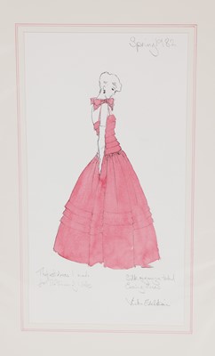 Lot 204 - A Victor Edelstein fashion sketch, for the first gown he designed for Diana, Princess of Wales