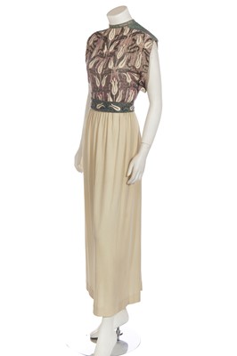 Lot 341 - A Givenchy couture Ottoman-tulip motif embroidered ivory silk dress, circa 1975