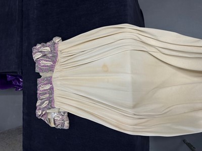 Lot 341 - A Givenchy couture Ottoman-tulip motif embroidered ivory silk dress, circa 1975