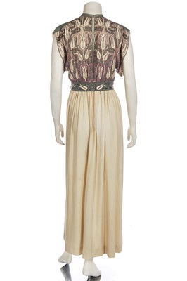 Lot 341 - A Givenchy couture Ottoman-tulip motif embroidered ivory silk dress, circa 1975
