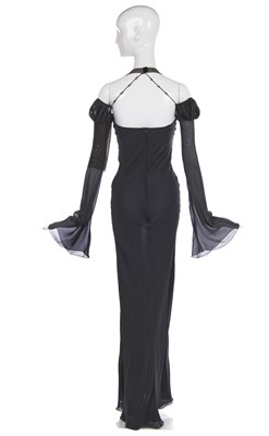 Lot 422 - A Versace couture grey chiffon evening gown, 'Medieval' collection, Autumn-Winter, 1998-99