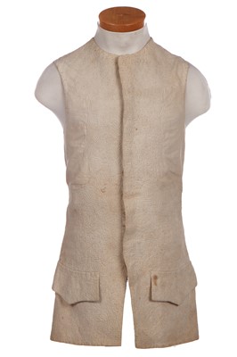 Lot 213 - A gentleman's quilted linen waistcoat, 1730s