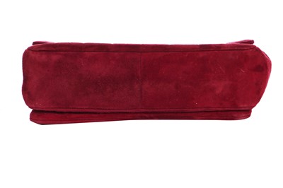 Lot 162 - A Chanel square-quilted burgundy suede flap bag, 2000-2002