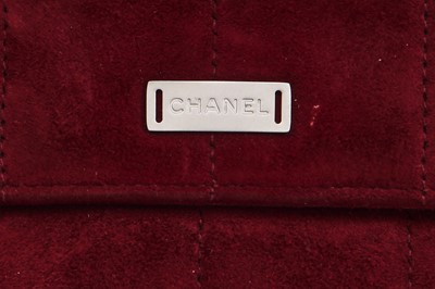 Lot 162 - A Chanel square-quilted burgundy suede flap bag, 2000-2002