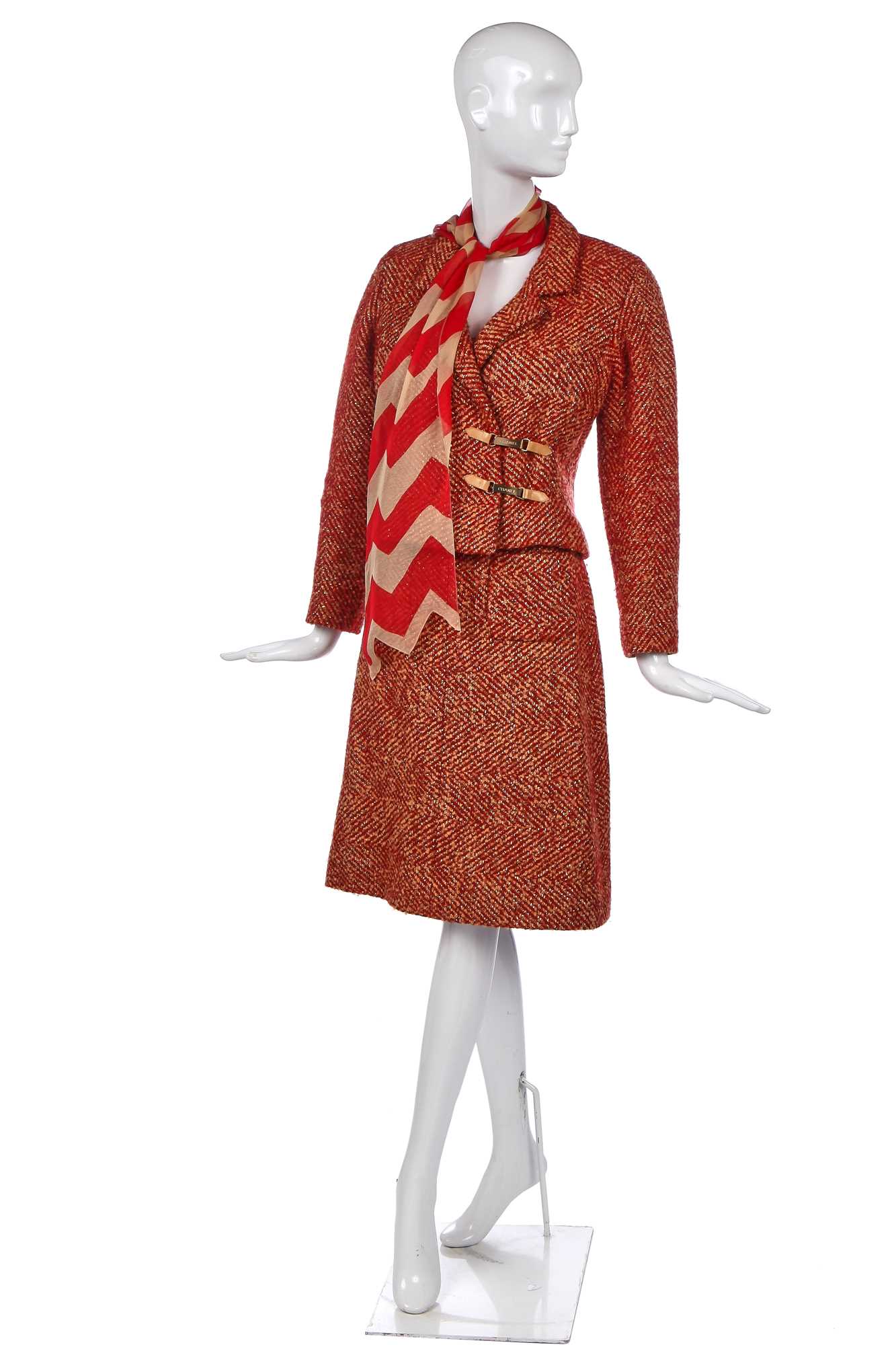 Lot 170 - A Chanel red and gold tweed ensemble, Autumn-Winter 2000-01