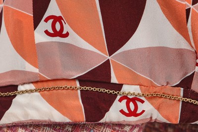 Lot 168 - A Chanel pink and rainbow-flecked tweed suit, Autumn-Winter 2001