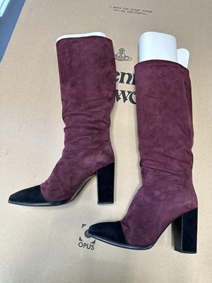 Lot 176 - A Chanel wine-red chenille-tweed ensemble, Autumn-Winter 1998-99