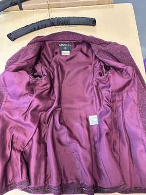 Lot 176 - A Chanel wine-red chenille-tweed ensemble, Autumn-Winter 1998-99