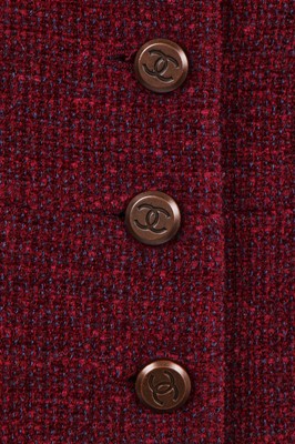 Lot 176 - A Chanel wine-red chenille-tweed ensemble, Autumn-Winter 1998-99