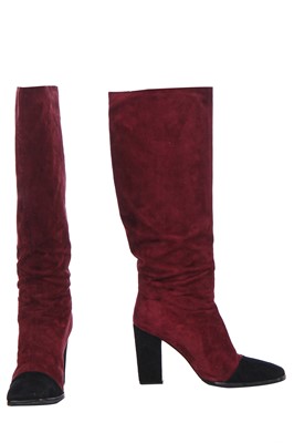 Lot 176 - A Chanel wine-red chenille-tweed ensemble, Autumn-Winter 1998-99