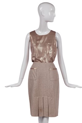 Lot 166 - A Chanel pale pink and gold lamé ensemble, Cruise, 2000