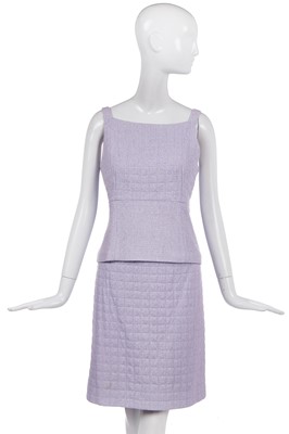 Lot 160 - A Chanel quilted baby-pink and blue cotton-tweed ensemble, Spring-Summer 2000