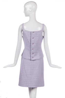 Lot 160 - A Chanel quilted baby-pink and blue cotton-tweed ensemble, Spring-Summer 2000