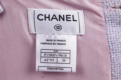 Lot 160 - A Chanel quilted baby-pink and blue cotton-tweed ensemble, Spring-Summer 2000