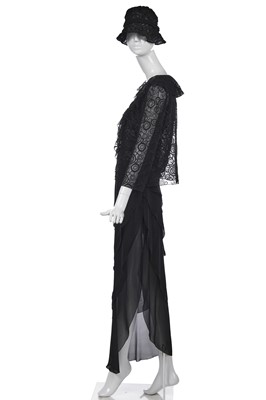Lot 153 - A Chanel broderie anglaise black chiffon bodice and matching jacket, Spring-Summer 2001