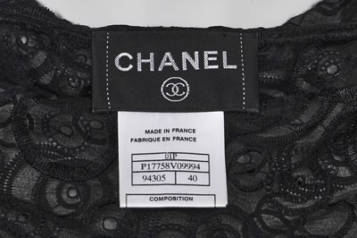 Lot 153 - A Chanel broderie anglaise black chiffon bodice and matching jacket, Spring-Summer 2001
