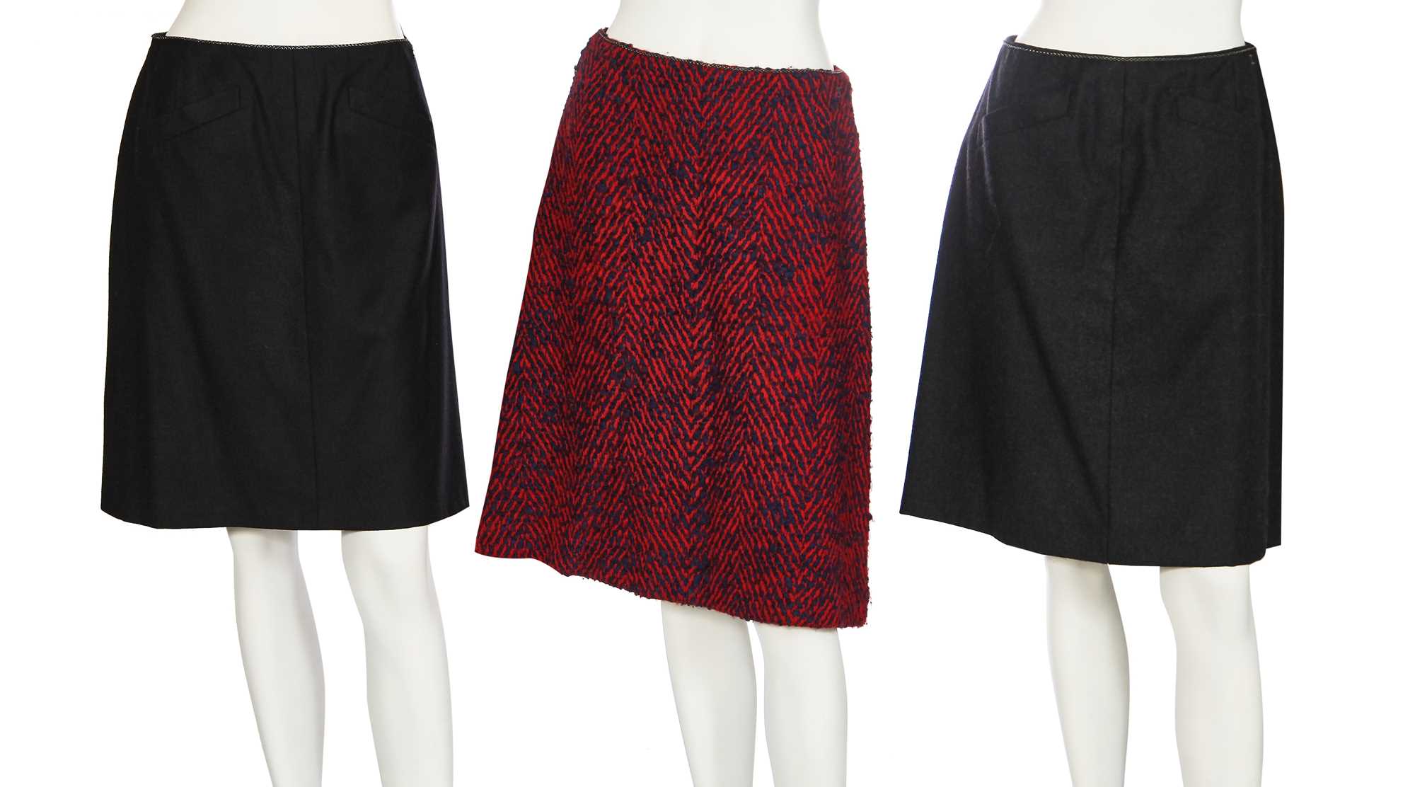 Lot 11 - A Chanel red and blue wool tweed skirt, Autumn-Winter 2000