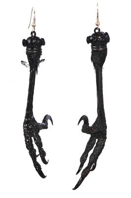 Lot 464 - A pair of Simon Costin for Alexander McQueen claw earrings, 'Dante' collection, Autumn-Winter 1996-97