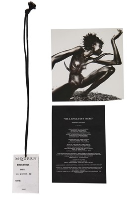 Lot 467 - Alexander McQueen show notes, invitation, backstage pass and set plan, 'It's a Jungle Out There', Autumn-Winter 1997-98