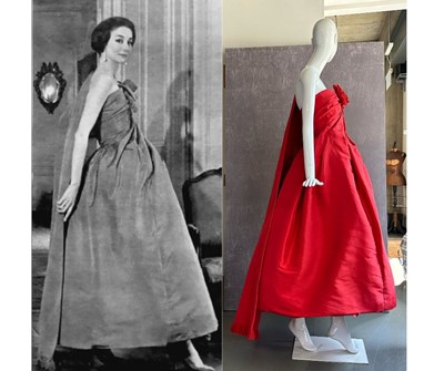 Lot 265 - A fine Christian Dior by Yves Saint Laurent  haute couture 'Rose Rouge' ball gown, 'Trapeze' collection, Spring-Summer, 1958