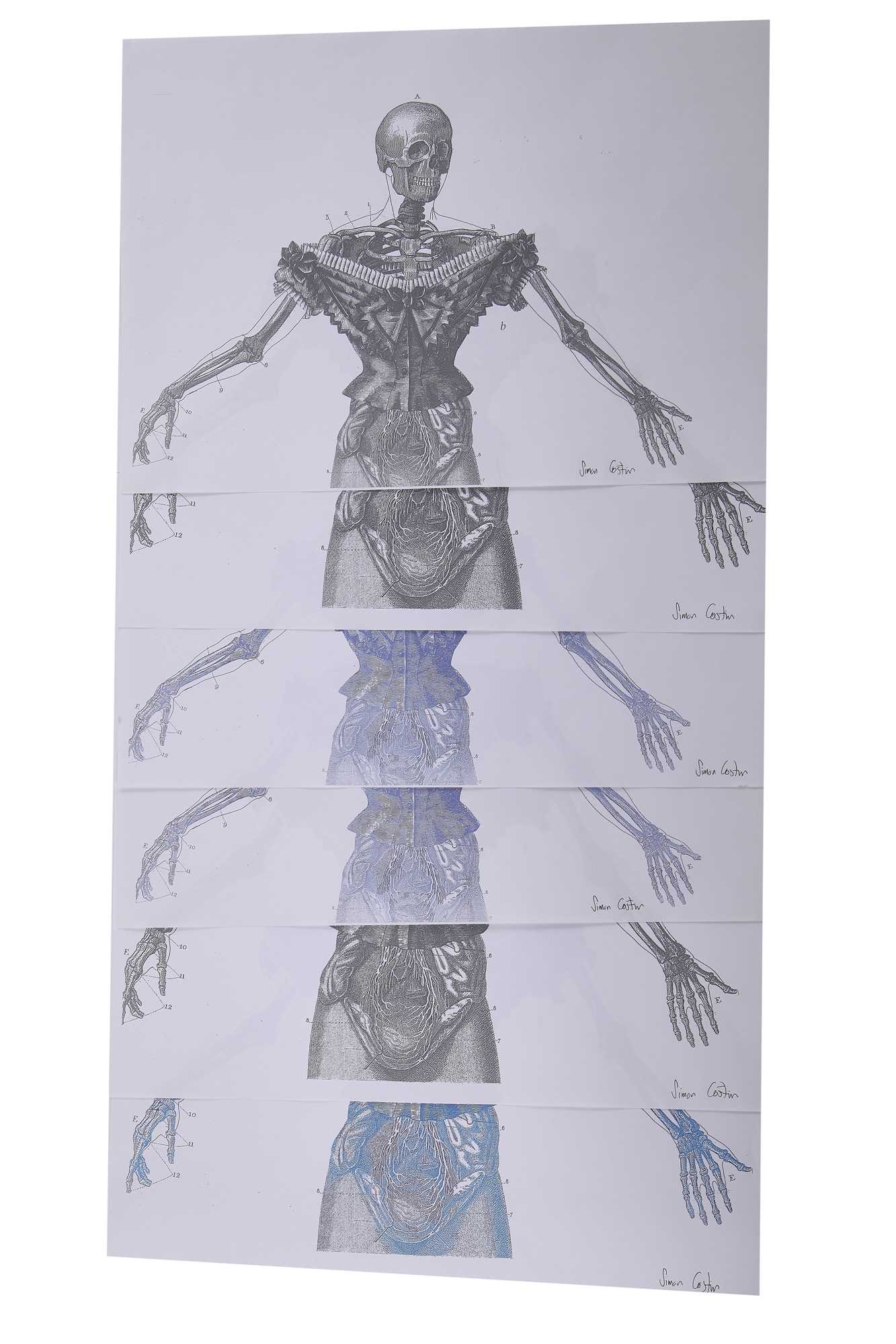 Lot 470 - Simon Costin for Givenchy/Alexander McQueen anatomical press image designs, haute couture 'Eclect Dissect' Collection 1997-98