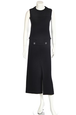 Lot 363 - A Pierre Cardin black wool crêpe maxi dress, circa 1969