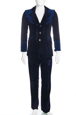 Lot 321 - A Granny Takes a Trip man's blue and navy velvet suit, early 1970s