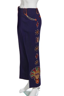 Lot 269 - A Fay Ward man's embellished purple wool twill shirt and trousers