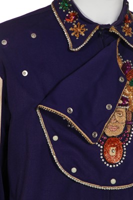 Lot 269 - A Fay Ward man's embellished purple wool twill shirt and trousers