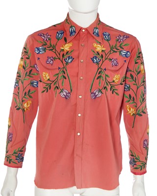 Lot 276 - A Nudie Cohn man's embroidered pink wool shirt