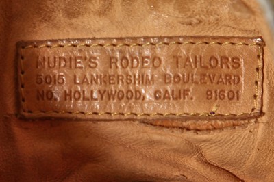 Lot 285 - A pair of Nudie Cohn man's embellished gold jersey boots