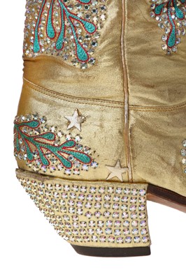 Lot 285 - A pair of Nudie Cohn man's embellished gold jersey boots