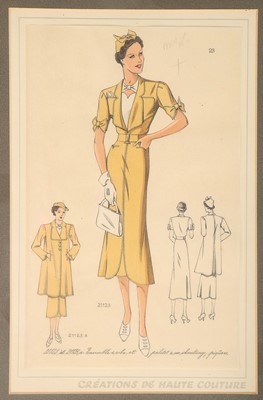 Lot 307 - Six framed fashion illustrations, late 1930s,...