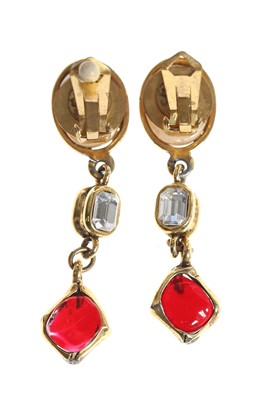 Lot 13 - A pair of Chanel by Gripoix clip-on earrings, 1980s