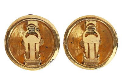 Lot 14 - A pair of Chanel gilt metal clip-on earrings, 1989