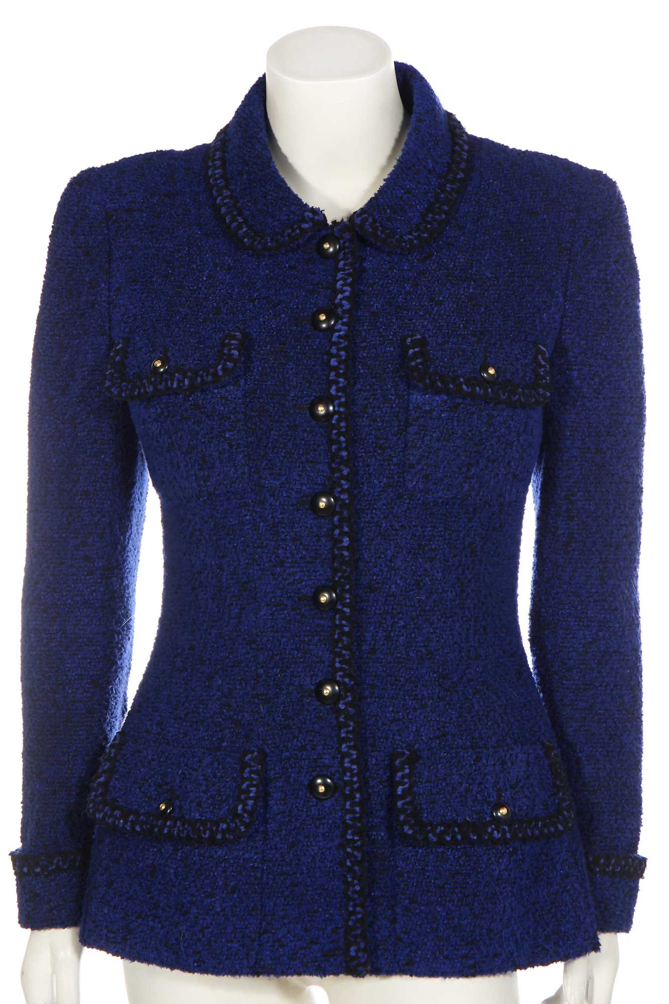 Click for high resolution Lot 19 - A Chanel royal-blue bouclé tweed jacket, Autumn-Winter 1995-96