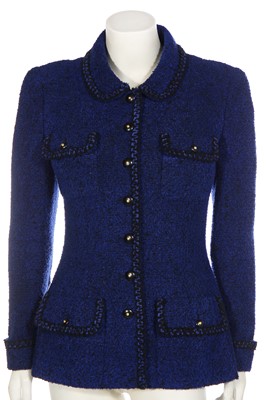 Lot 19 - A Chanel royal-blue bouclé tweed jacket, Autumn-Winter 1995-96