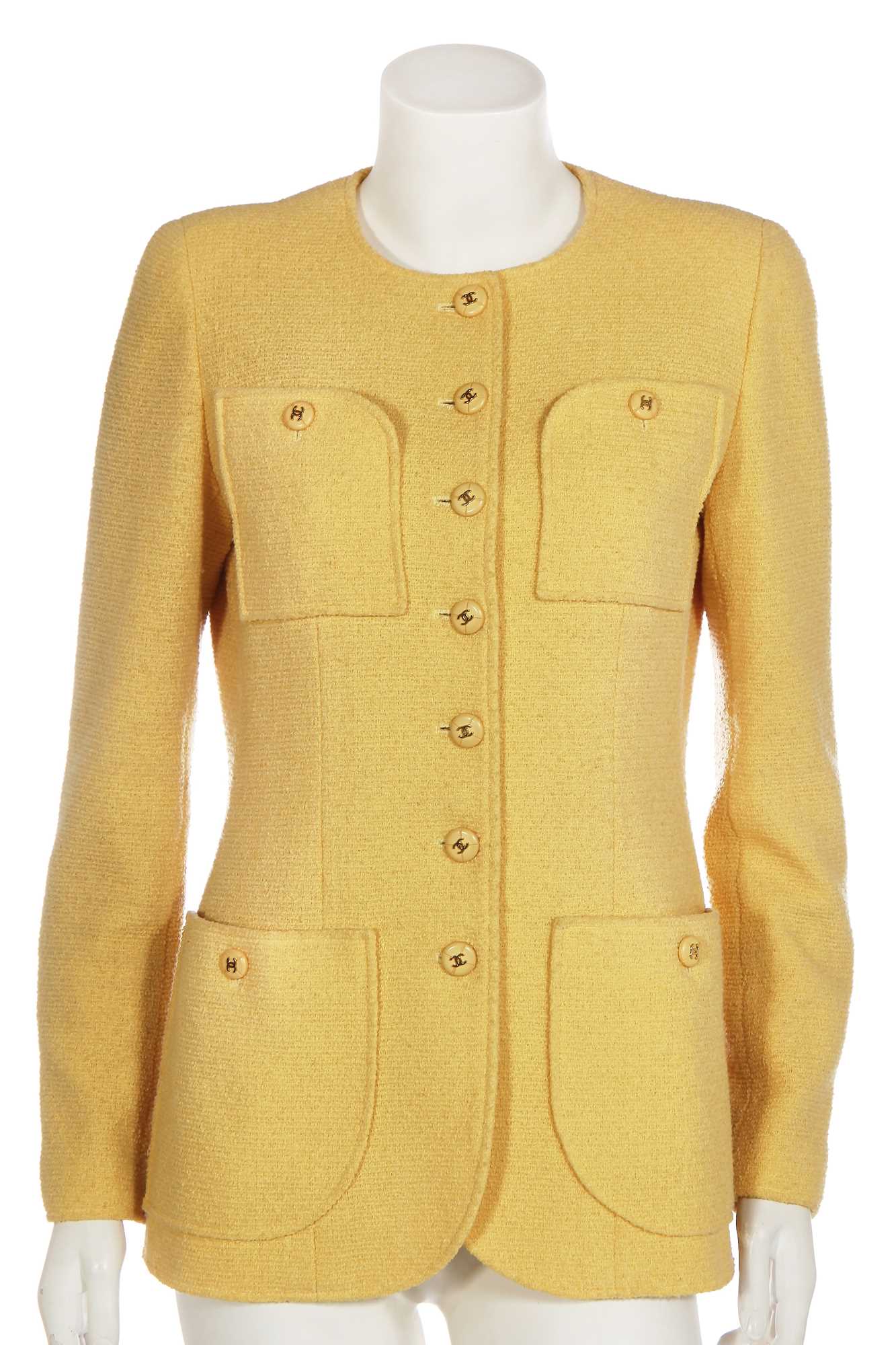 Lot 20 - A Chanel yellow wool jacket, 1990s