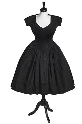 Lot 109 - A Christian Dior couture black faille cocktail dress, 'Y' line, Autumn-Winter, 1955-56