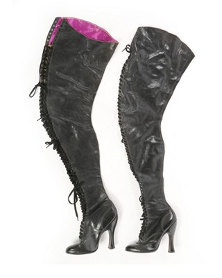 Lot 311 - A pair of black leather fetish boots,...