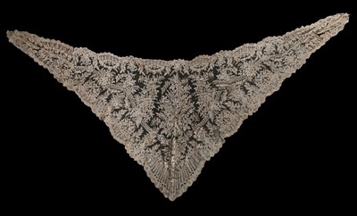 Lot 533 - A fine Brussels point de Gaze shawl, circa 1860