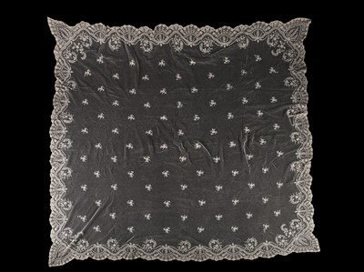 Lot 540 - Two tamboured net bridal veils, circa 1900