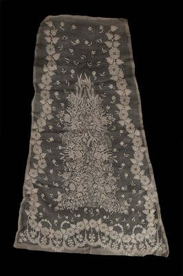 Lot 548 - A fine whiteworked lawn skirt panel, 1860s