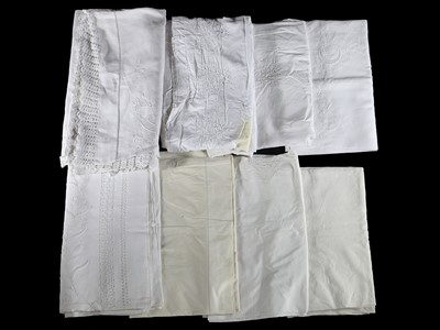 Lot 542 - A group of linen bedlinen, mainly late 19th-early 20th century