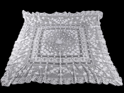 Lot 544 - Three fine linen or lace coverlets, circa 1900