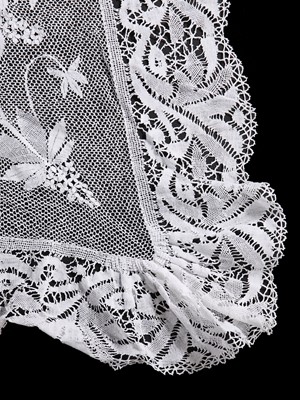 Lot 544 - Three fine linen or lace coverlets, circa 1900