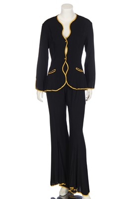 Lot 304 - An Ossie Clark for Radley black moss crêpe 'Judy' trouser suit, early 1970s